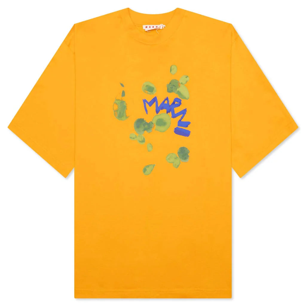 Organic Cotton T Shirt With Marni Dripping Print Light Orange