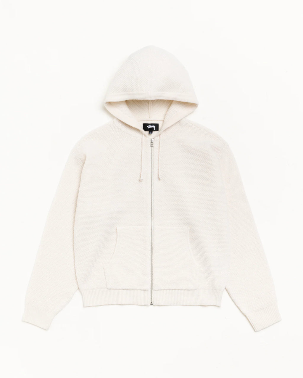 TEXTURED ZIP HOODED SWEATER