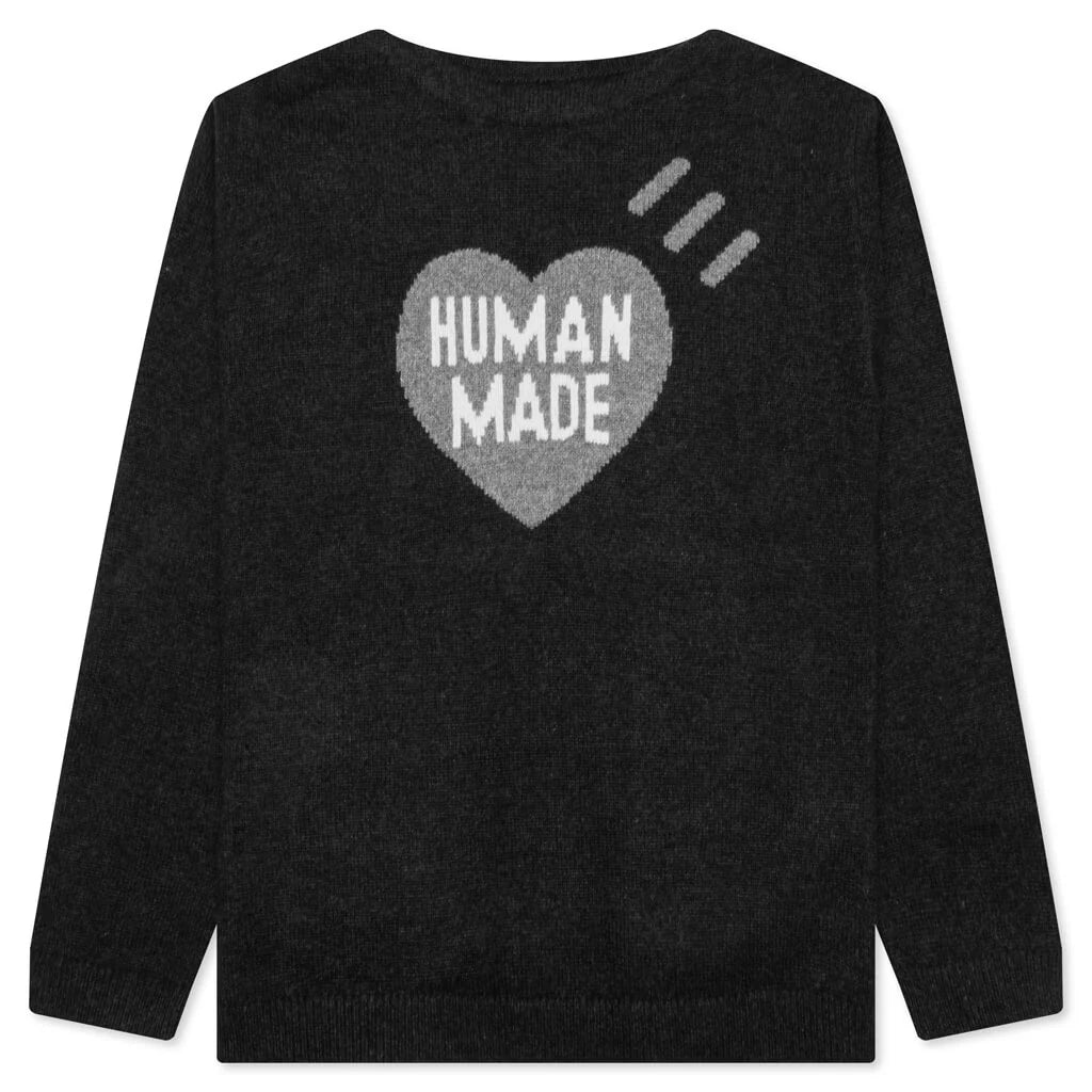 Heart Knit Sweater Black