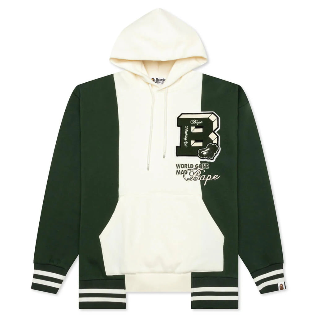 Badges Color Blocking Pullover Hoodie Ivory