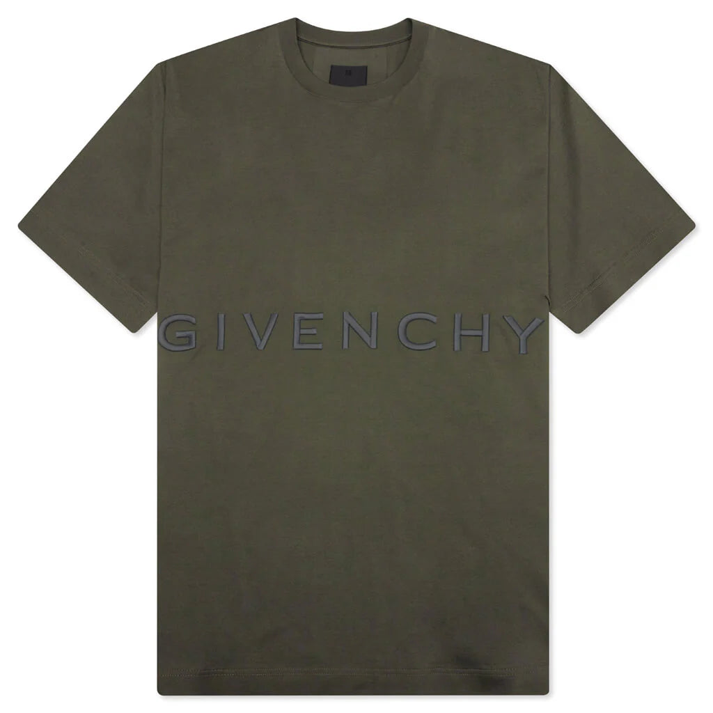 Oversized Fit Givenchy Embroidery T Shirt Greyish Green