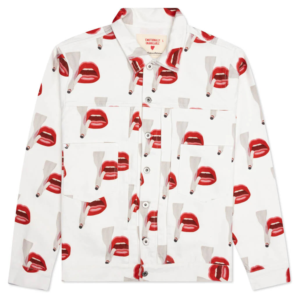 Emotionally Unavailable x Tom Wesselmann Smoking Lips Jacket White