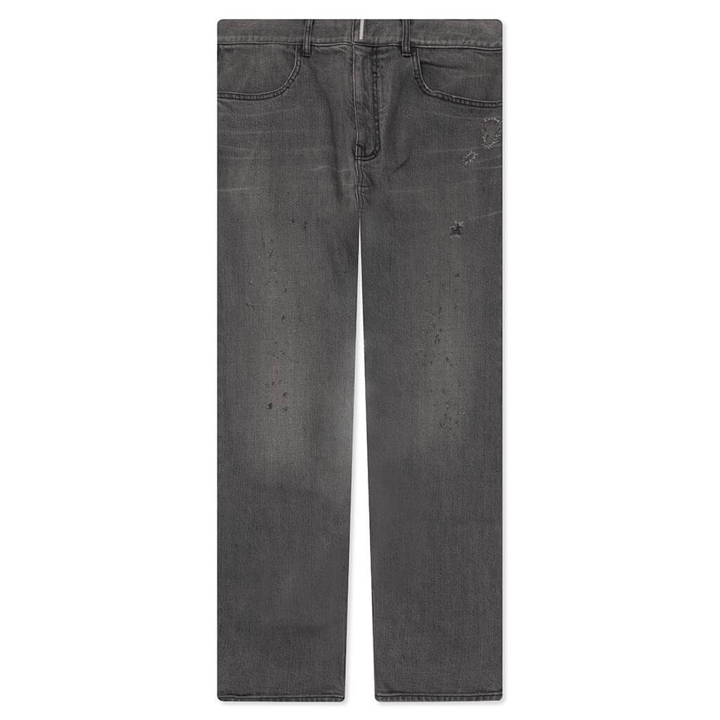 Distressed Denim Trousers Black