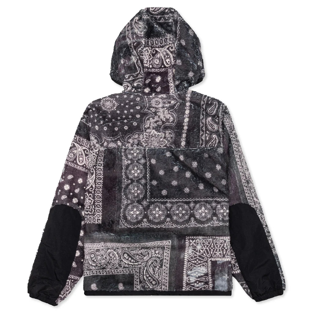 Bandana Pattern Fleece Jacket Black