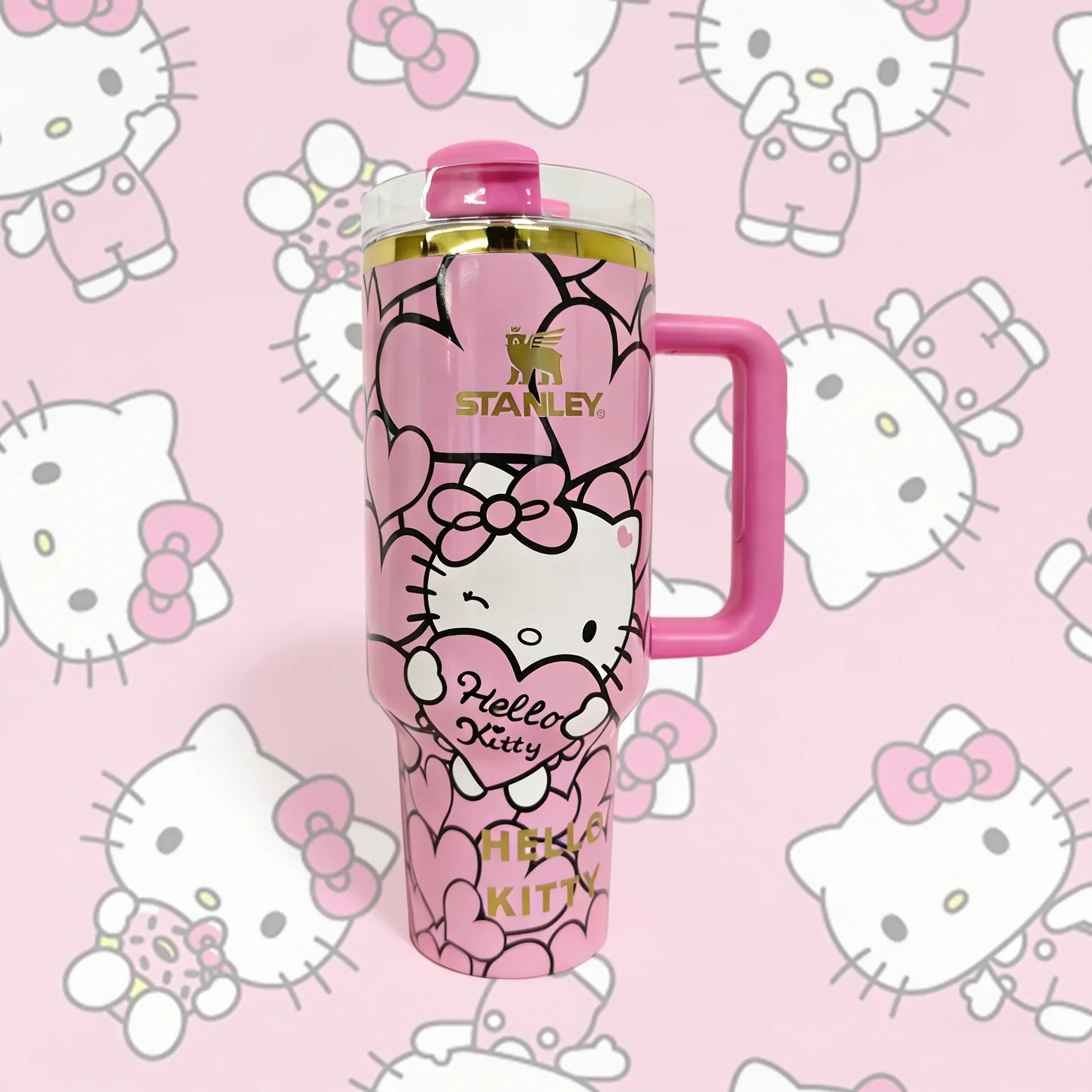 Copo Térmico Hello Kitty Coração 12L Inox com Tampa Hermética