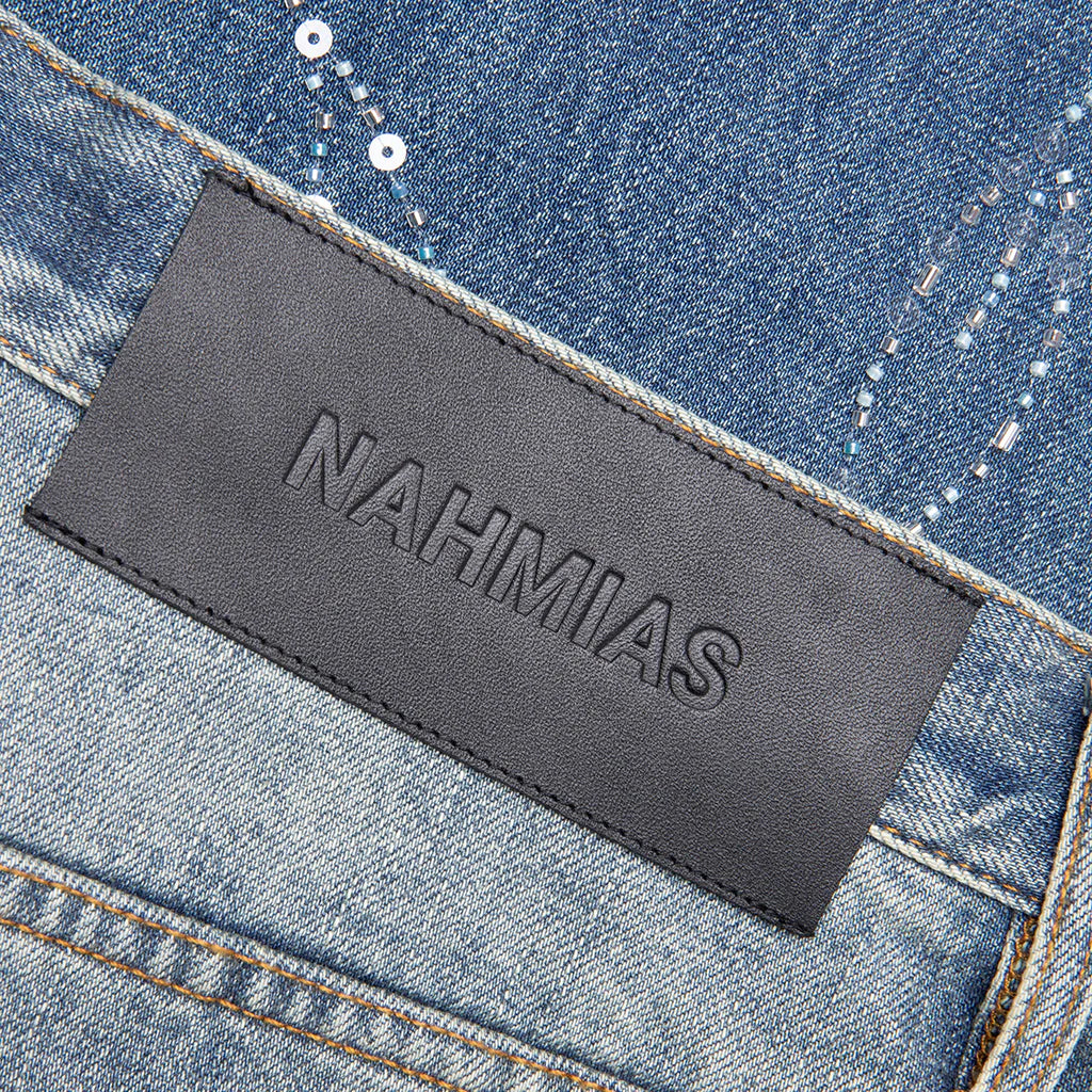 Beaded Wide Jeans Dark Wash