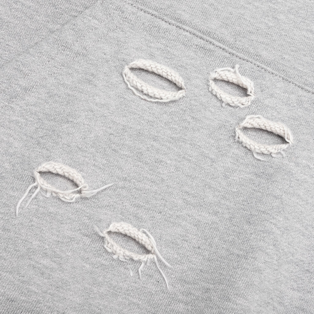Distressed Hoodie Small Logo Heather Grey