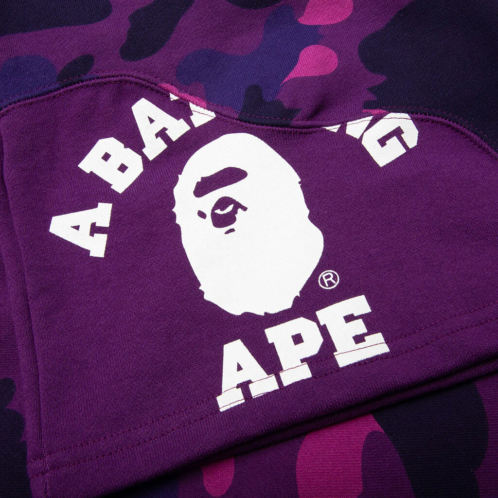 Color Camo Cutting Sweat Shorts Purple