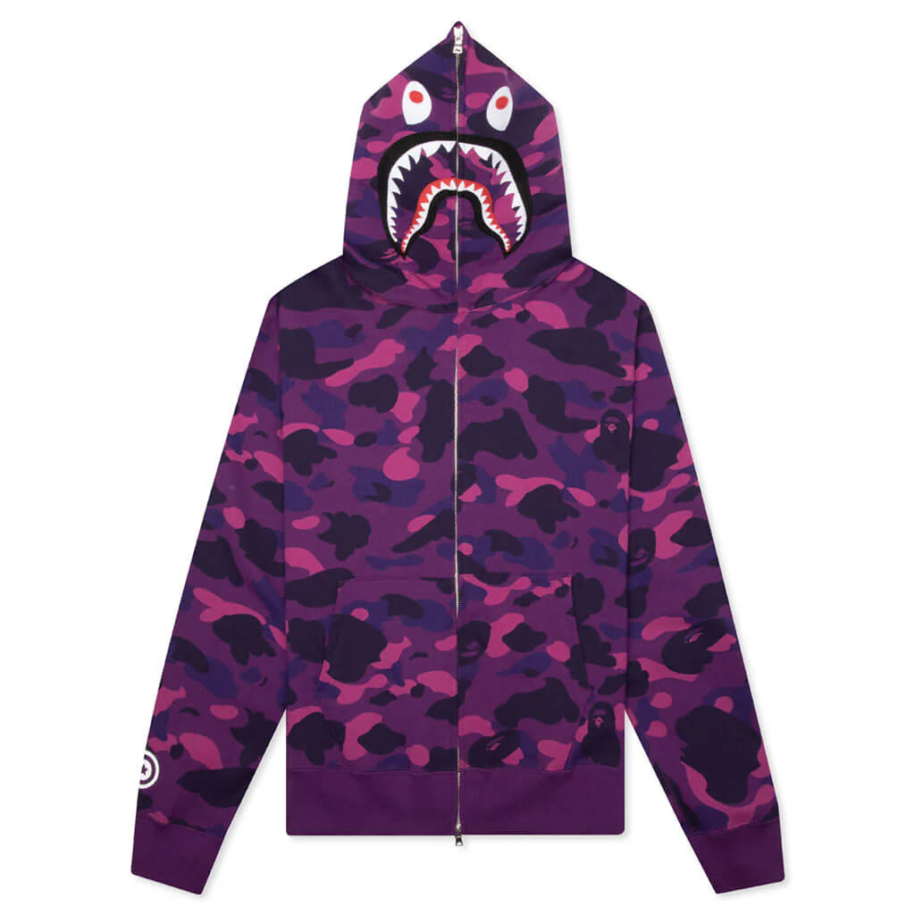 Color Camo Shark Full Zip Hoodie Purple