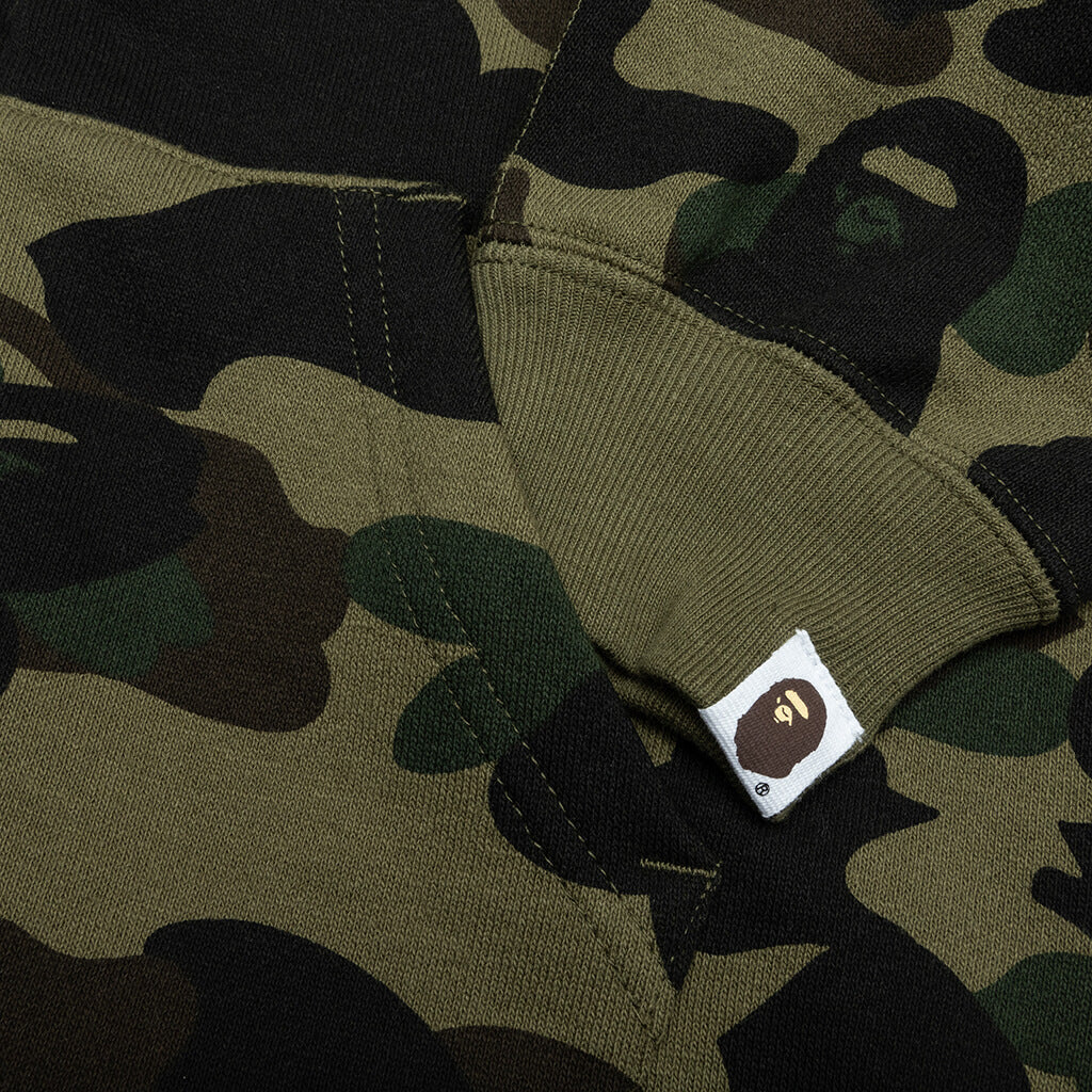 Kids 1ST Camo Patch Print Shark Zip Hoodie Green