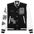 Varsity Bomber Jacket w Patches Black White