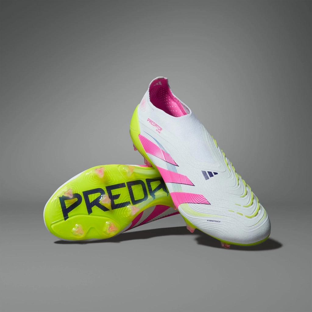 adidas Predator Elite Laceless FG Laceless Firm Ground Soccer Cleats White Lucid Pink Lucid Lemon