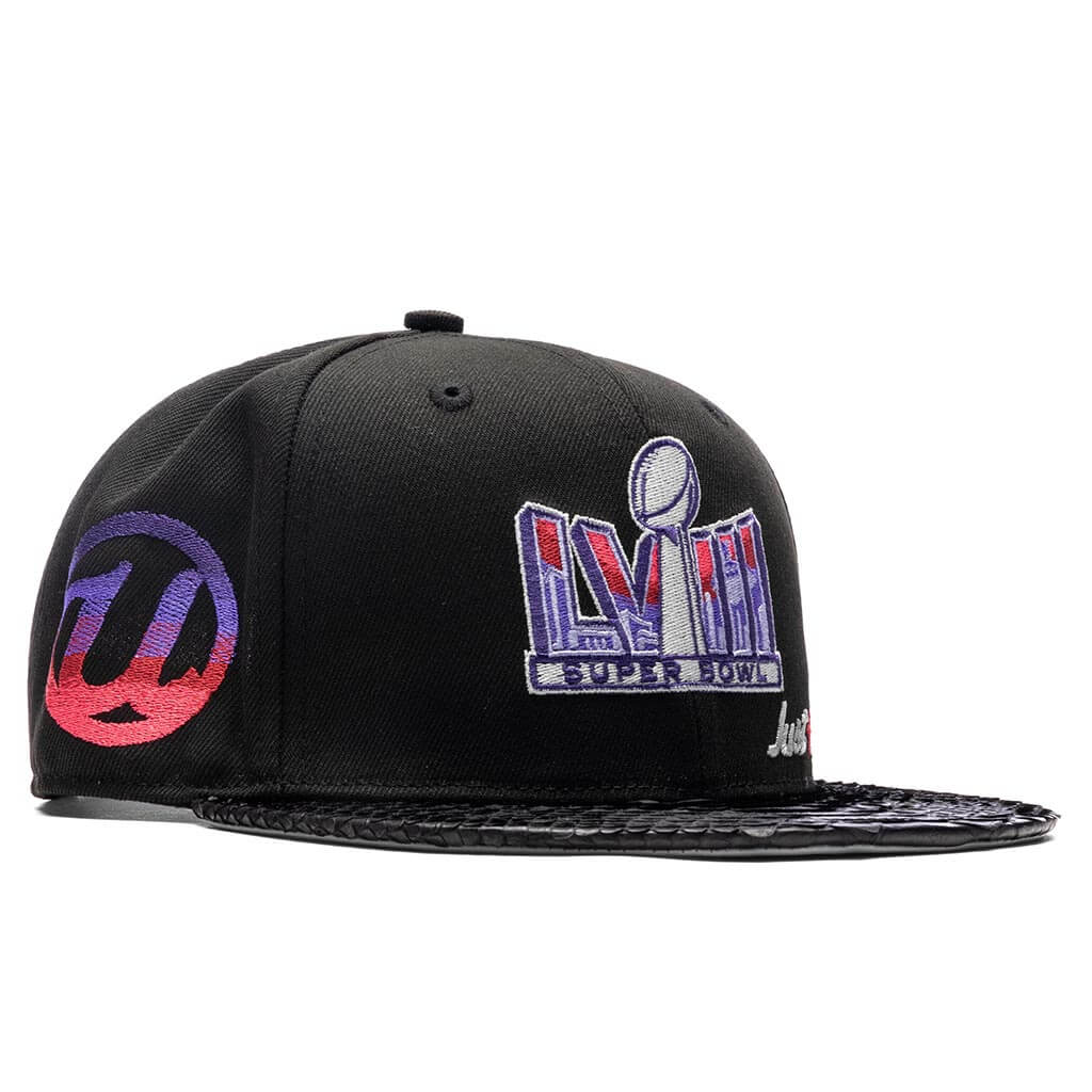Just Don x Usher Super Bowl LVIII 9FIFTY Snapback Hat Black Black Python