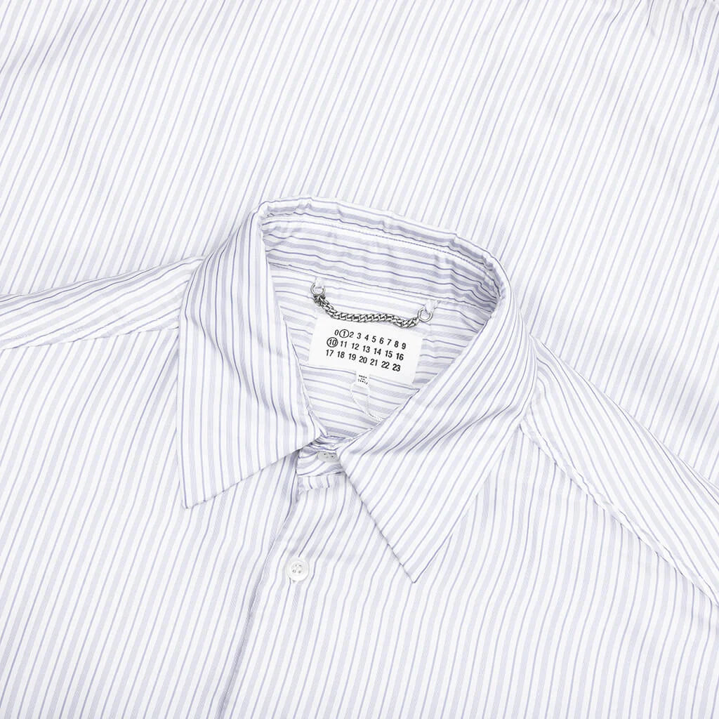 Padded Stripe L S Shirt Blue