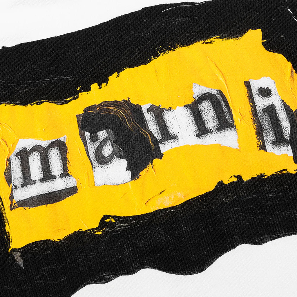 Painted On Collage Yellow Logo Hoodie Lily White