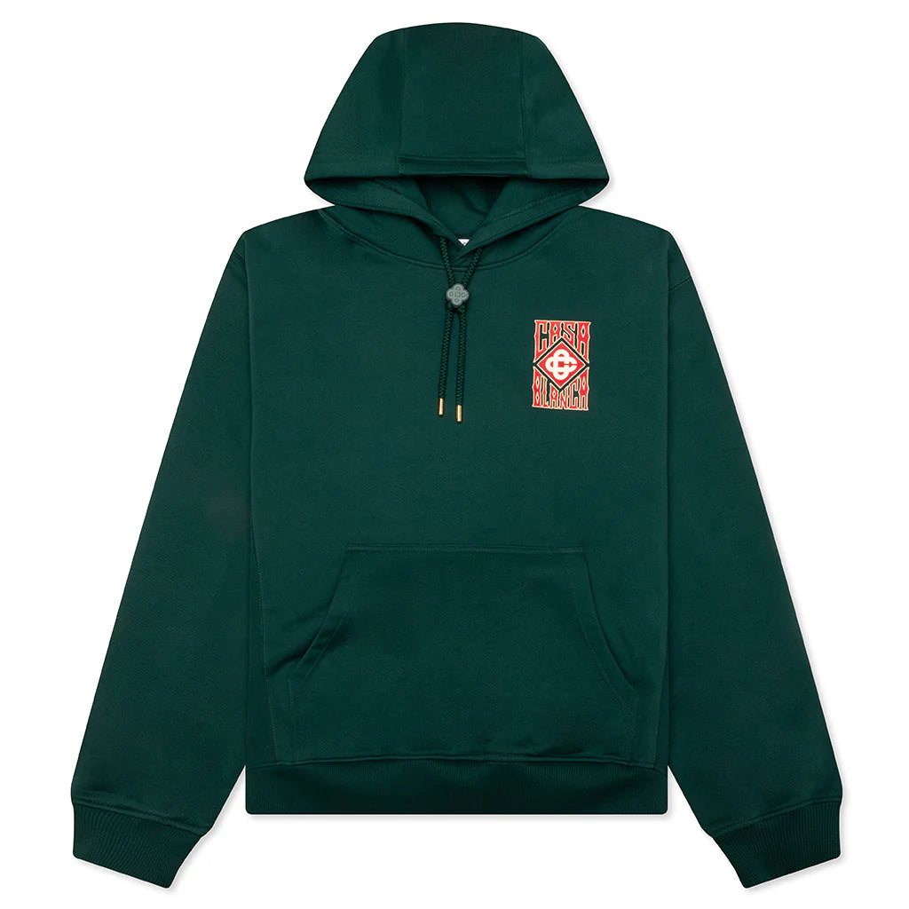Gothic Stacked Logo Printed Hoodie Green