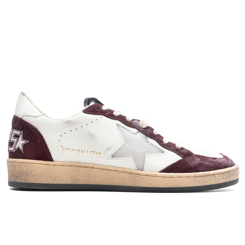 Womens Sneakers Leather Suede Ball Star Red Wine White