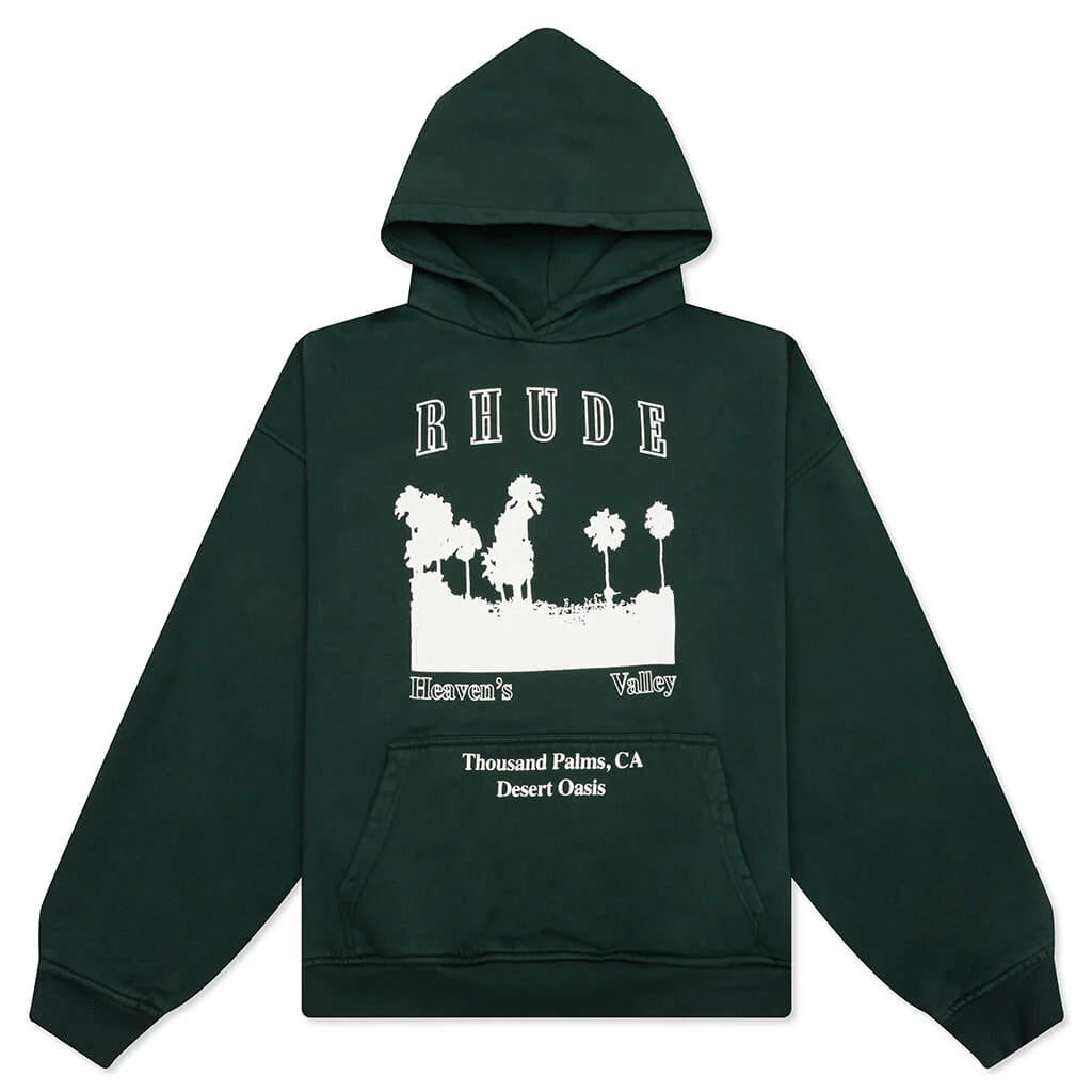 Thousand Palms Hoodie Vintage Forest Green White