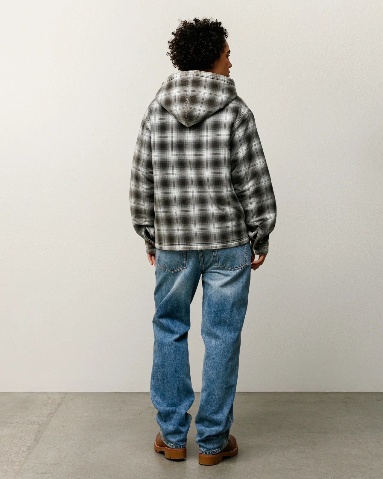 ZIP HOODED PLAID SHIRT