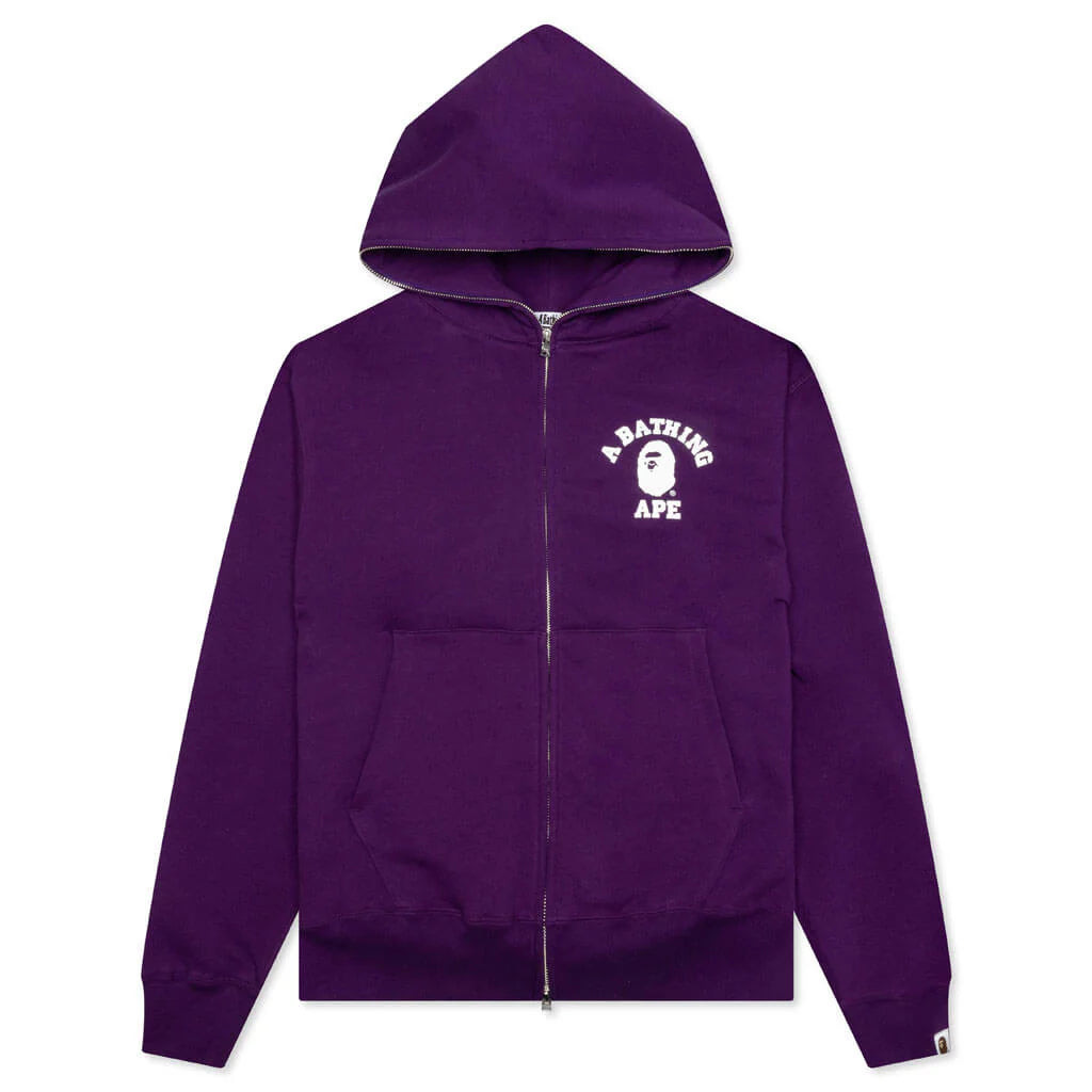 College Relaxed Fit Full Zip Hoodie Purple