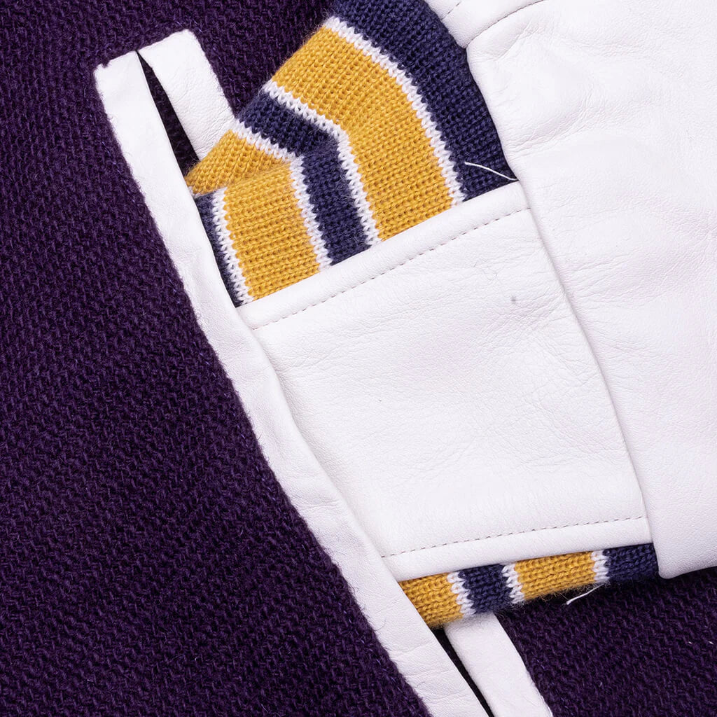Wool Melton Lettered Jacket Purple