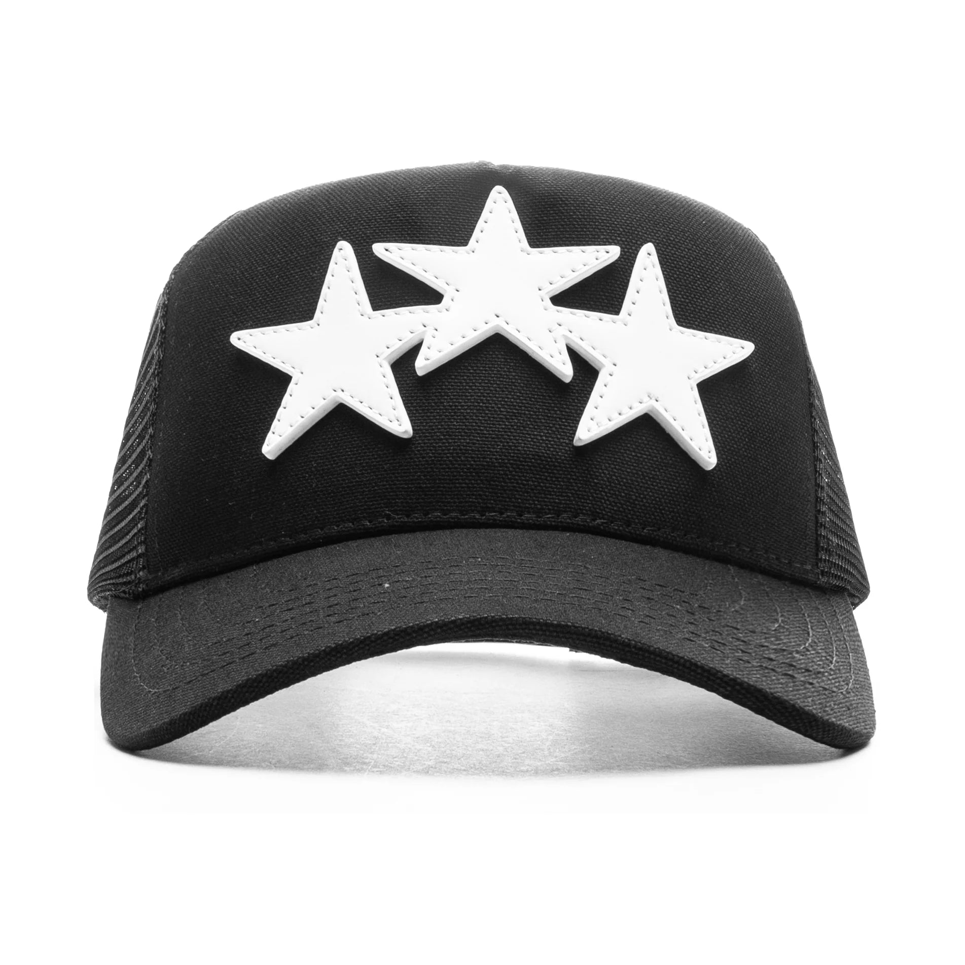 3 Star Trucker Hat Black White