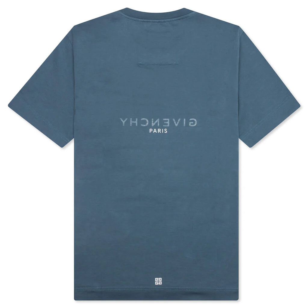 Slim Fit Reverse Print T Shirt Military Blue