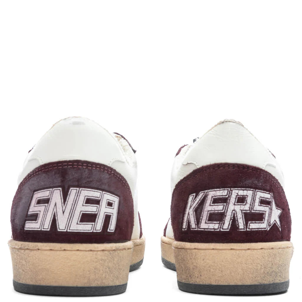 Womens Sneakers Leather Suede Ball Star Red Wine White