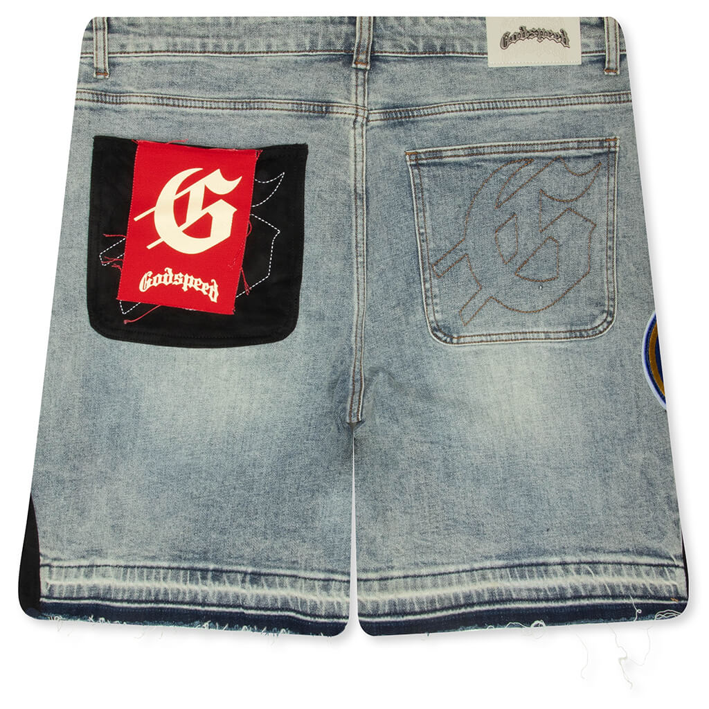 Patchwork Denim Shorts V2 Blue