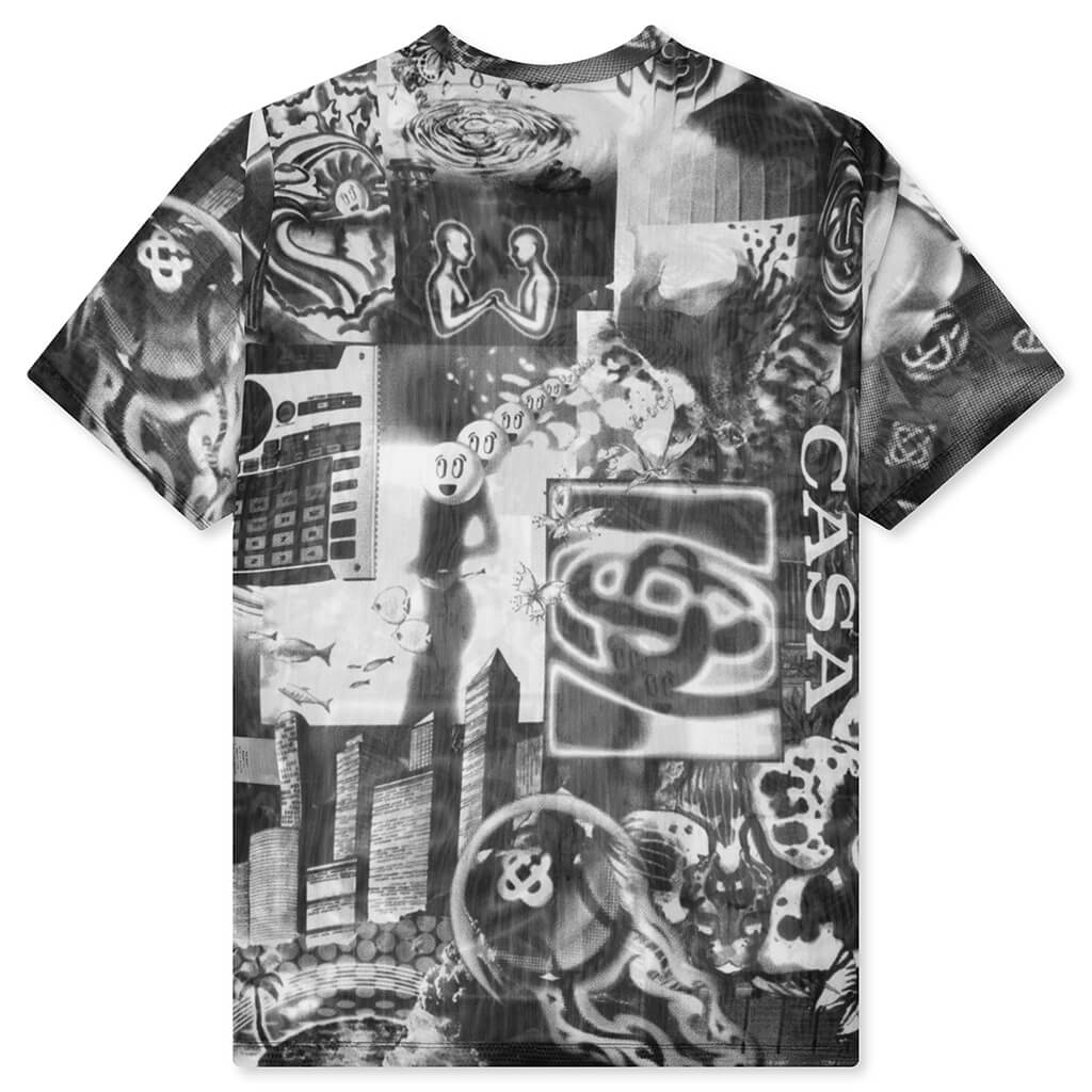 Rave Collage S S Mesh T Shirt Black White