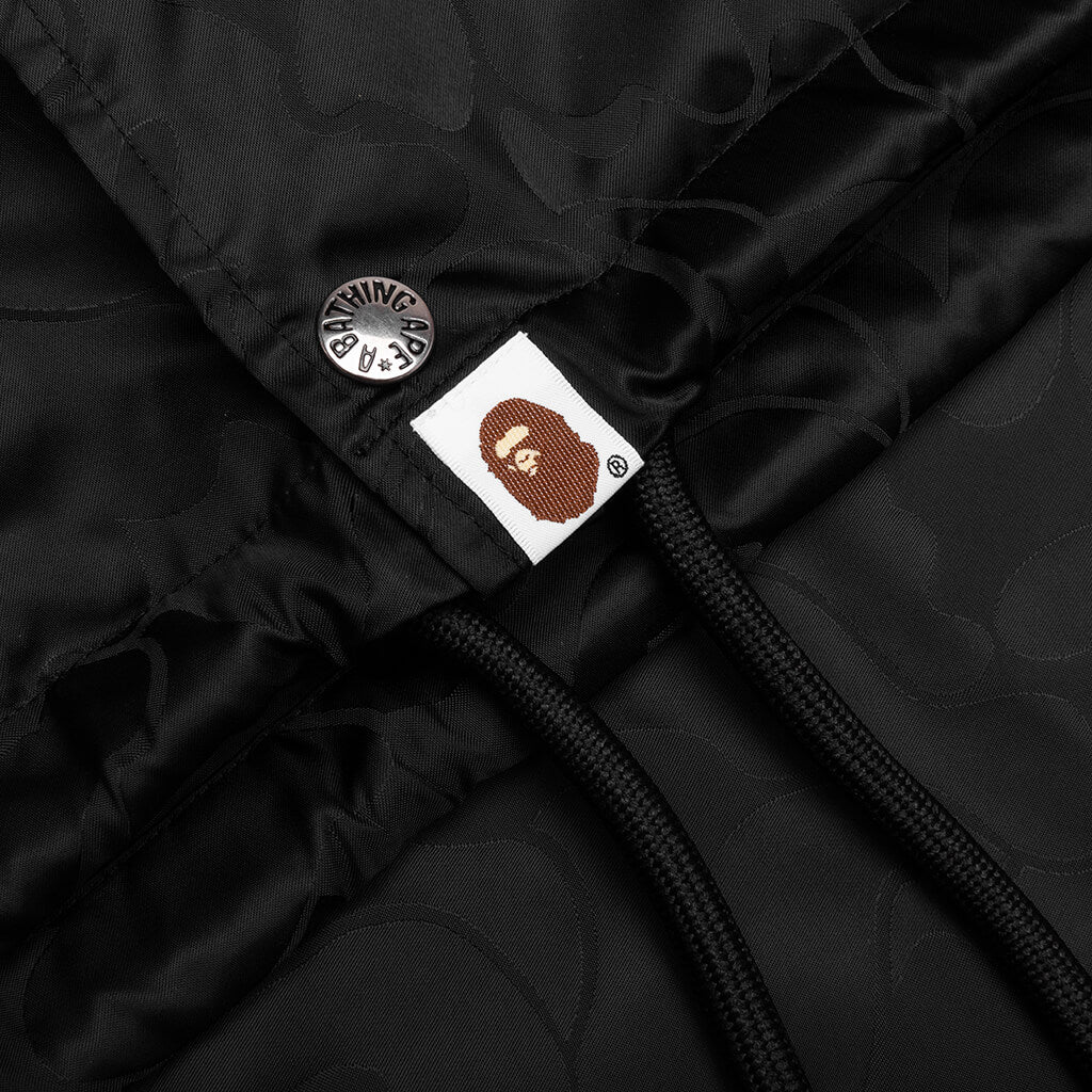 Tonal Solid Camo Coach Jacket Black