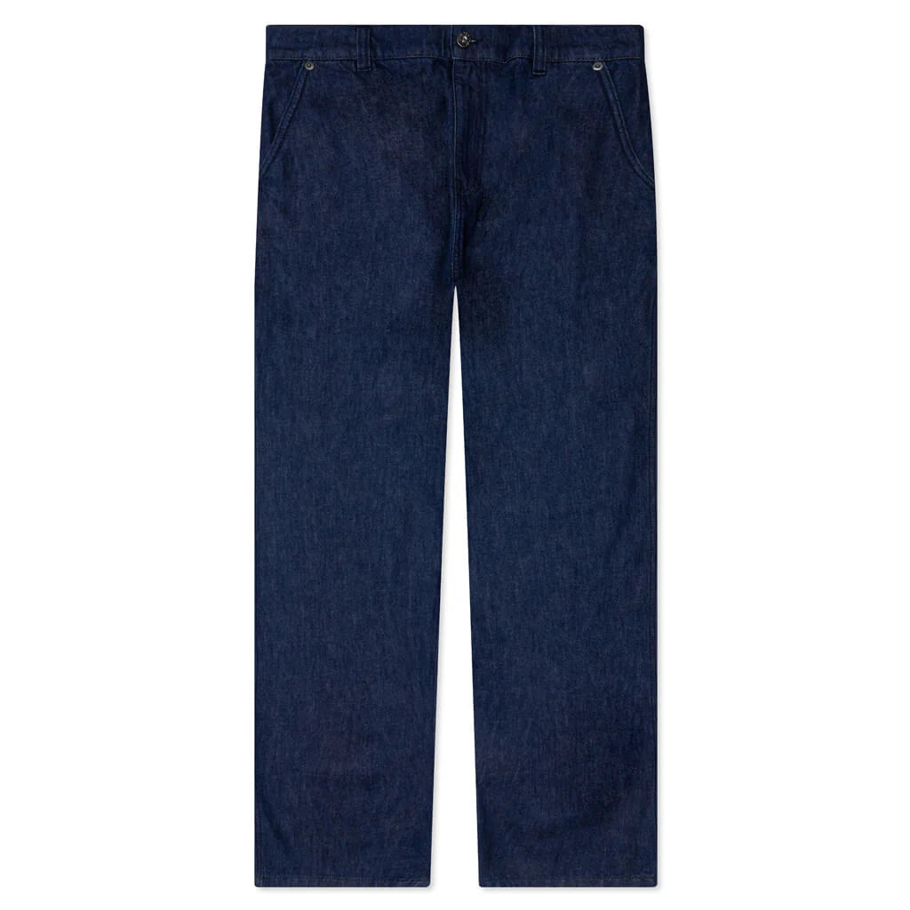 Logo Grid Turn Up Workwear Jeans Indigo