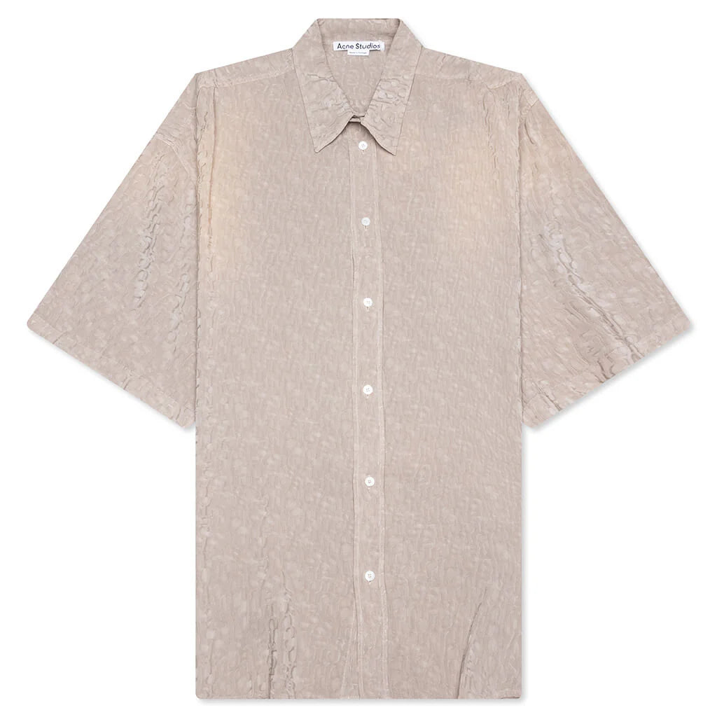 Monogram Button Up Shirt Warm Grey