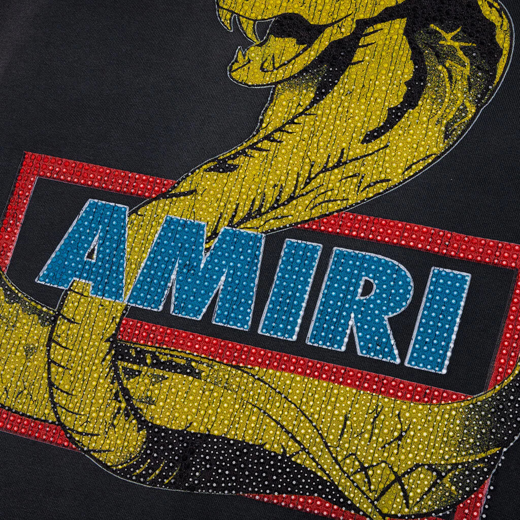 Amiri Crystal Cobra Oversized Tee Black