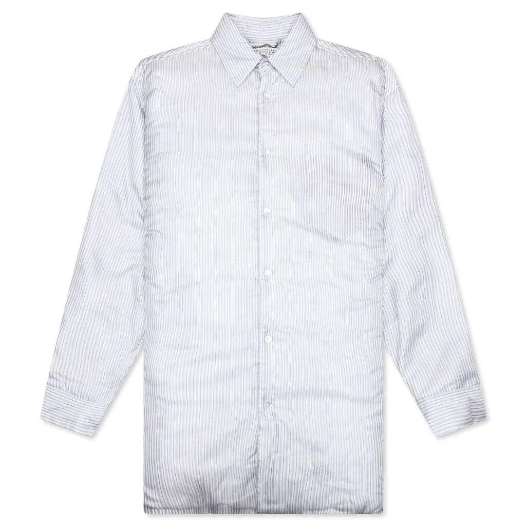 Padded Stripe L S Shirt Blue
