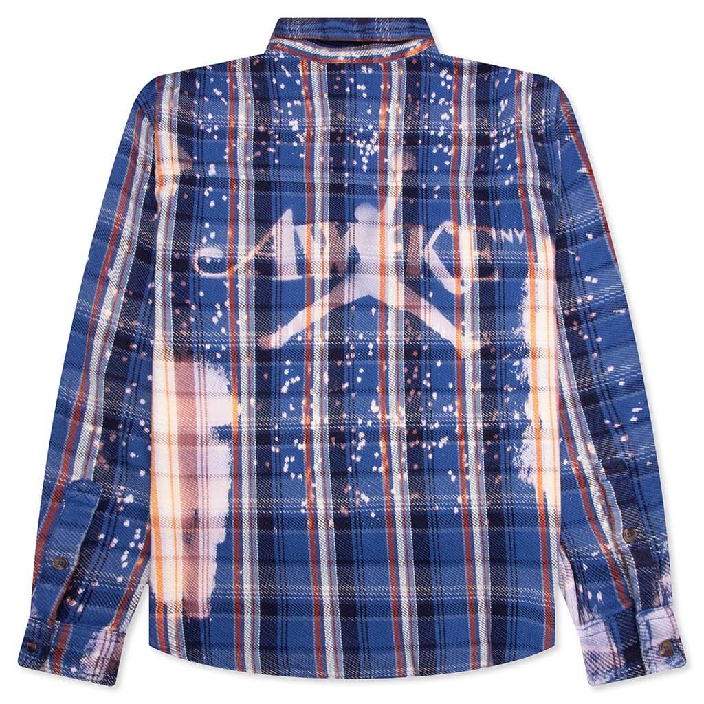 Awake NY x Jordan Flannel Blackened Blue Boarder Blue Sail