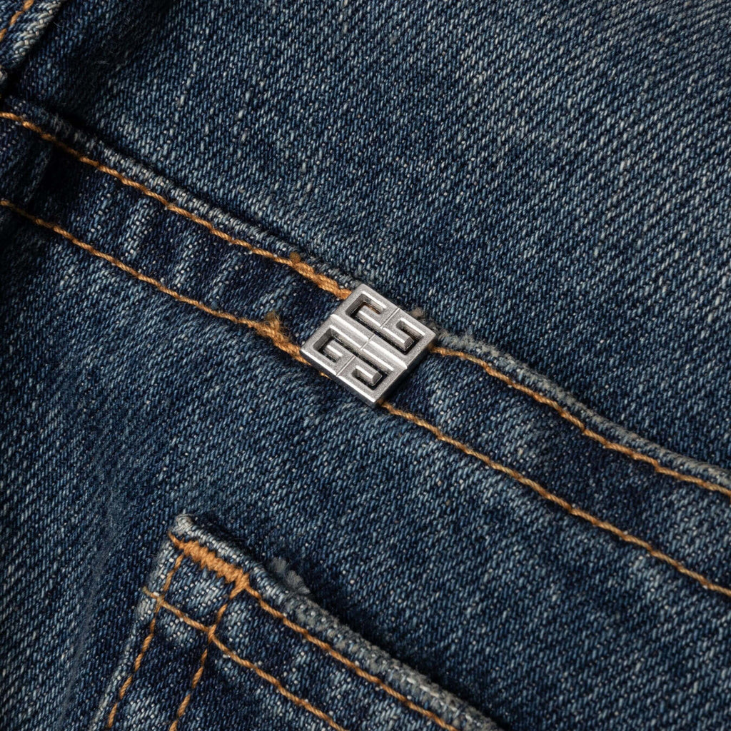 Distressed Denim Trousers Indigo Blue