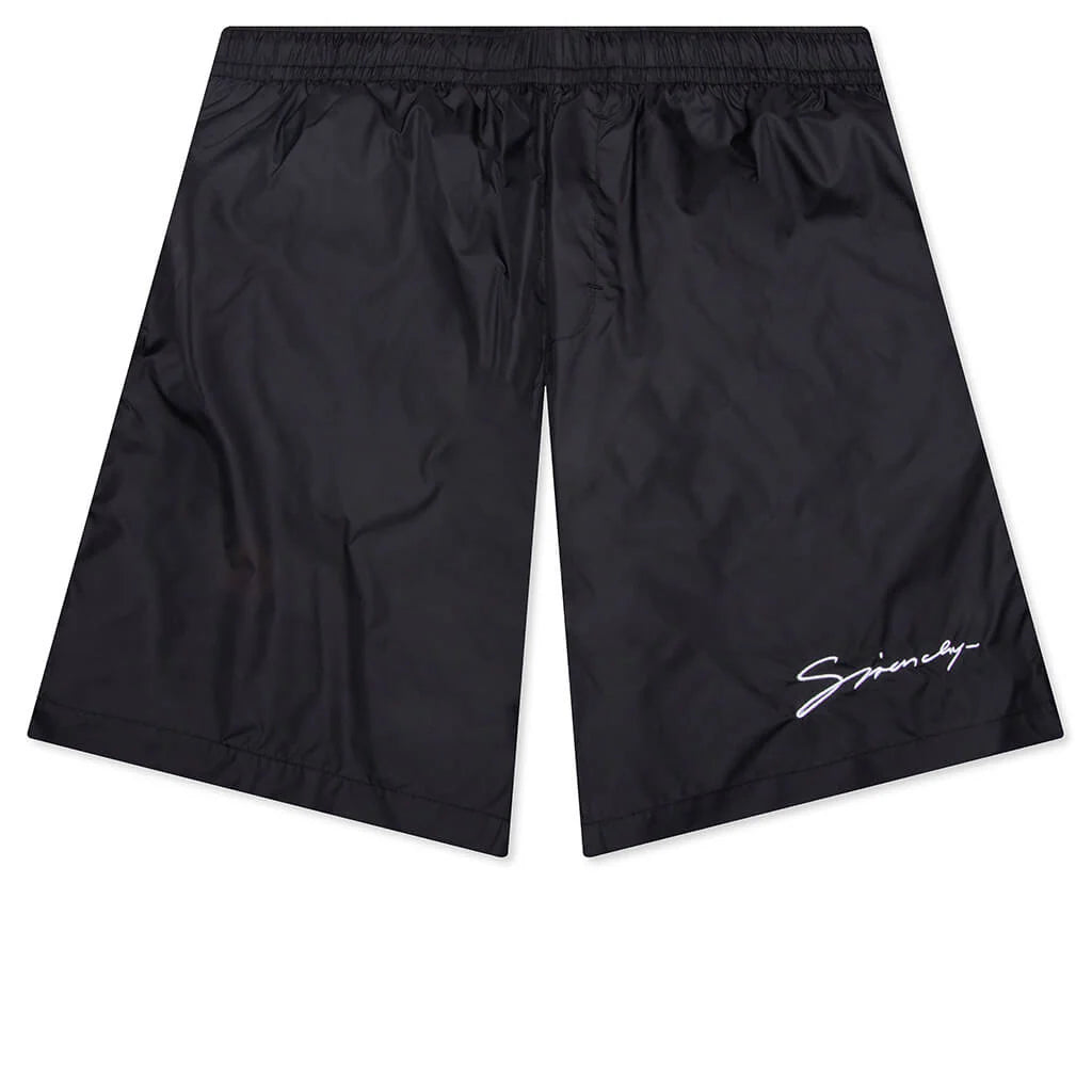 Signature Logo Swim Shorts Black White