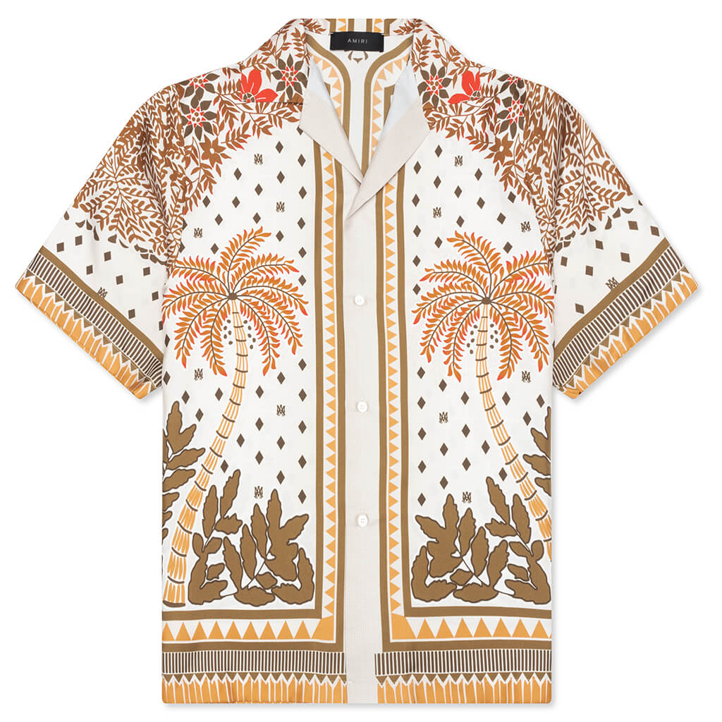 Palm Tree Bowling Shirt Copper Brown