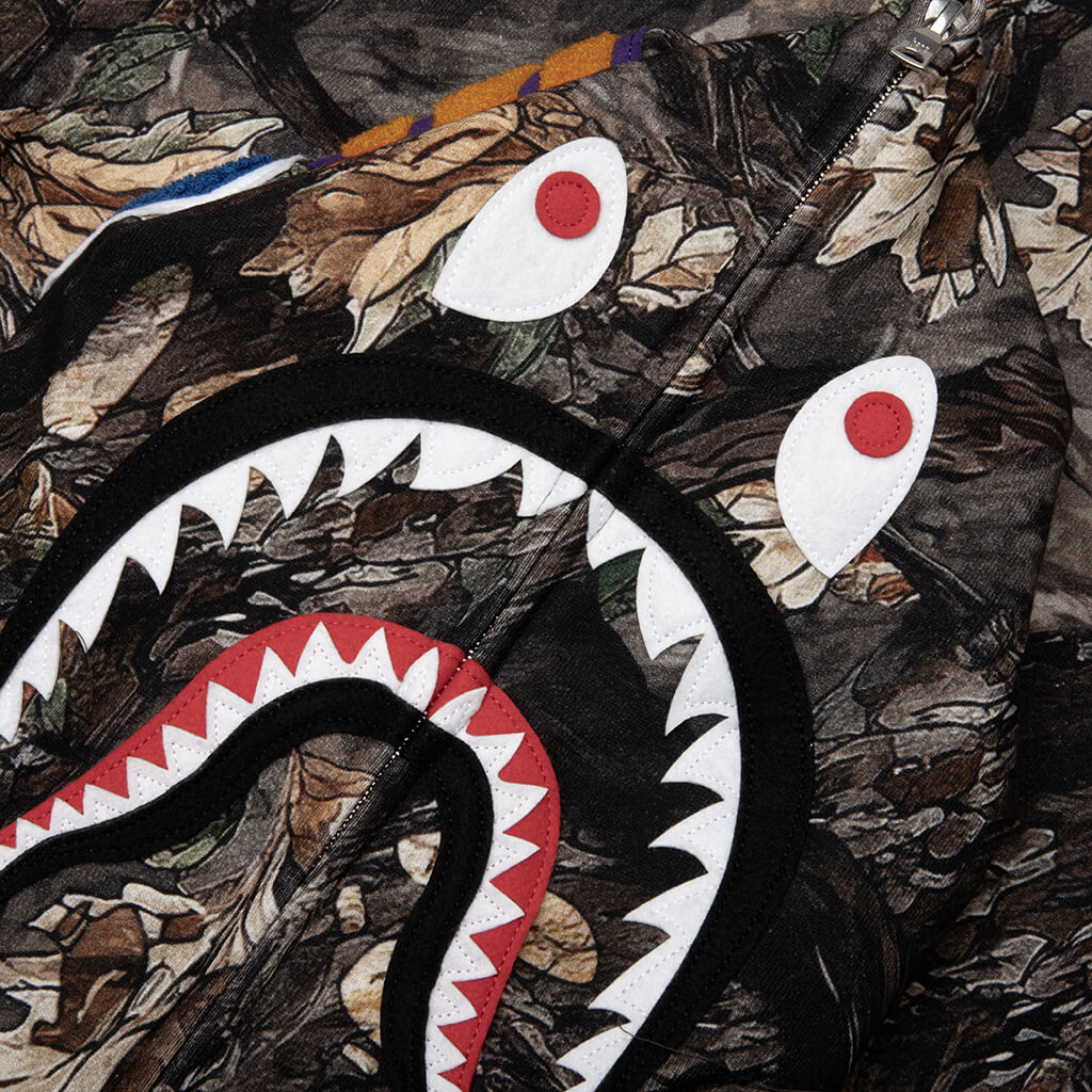 Tree Edge Camo Shark Relaxed Fit Full Zip Hoodie Brown