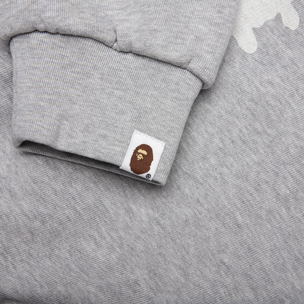 Skeleton Shark Heavy Washed Cropped Fit Full Zip Hoodie Gray