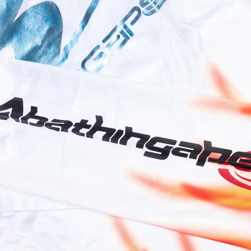 Flame Pattern Multilogo Relaxed Fit Football Jersey White