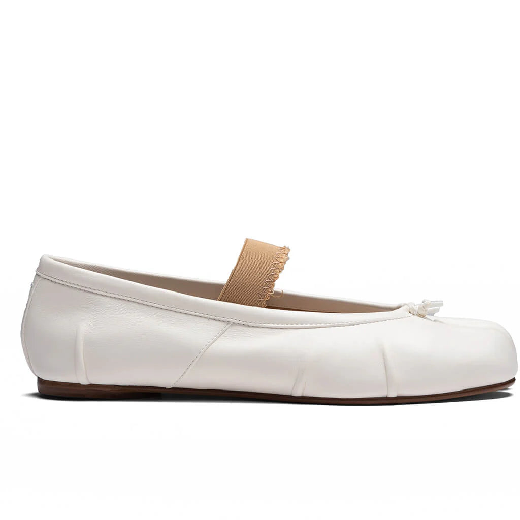 Womens Tabi Elastic Band Mule Ivory Nude