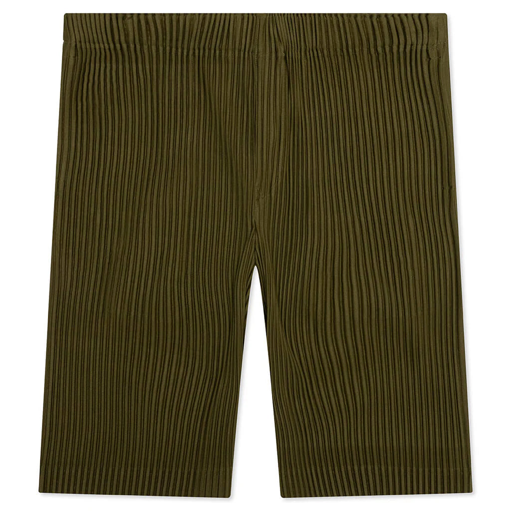 Color Pleats Shorts Olive Khaki