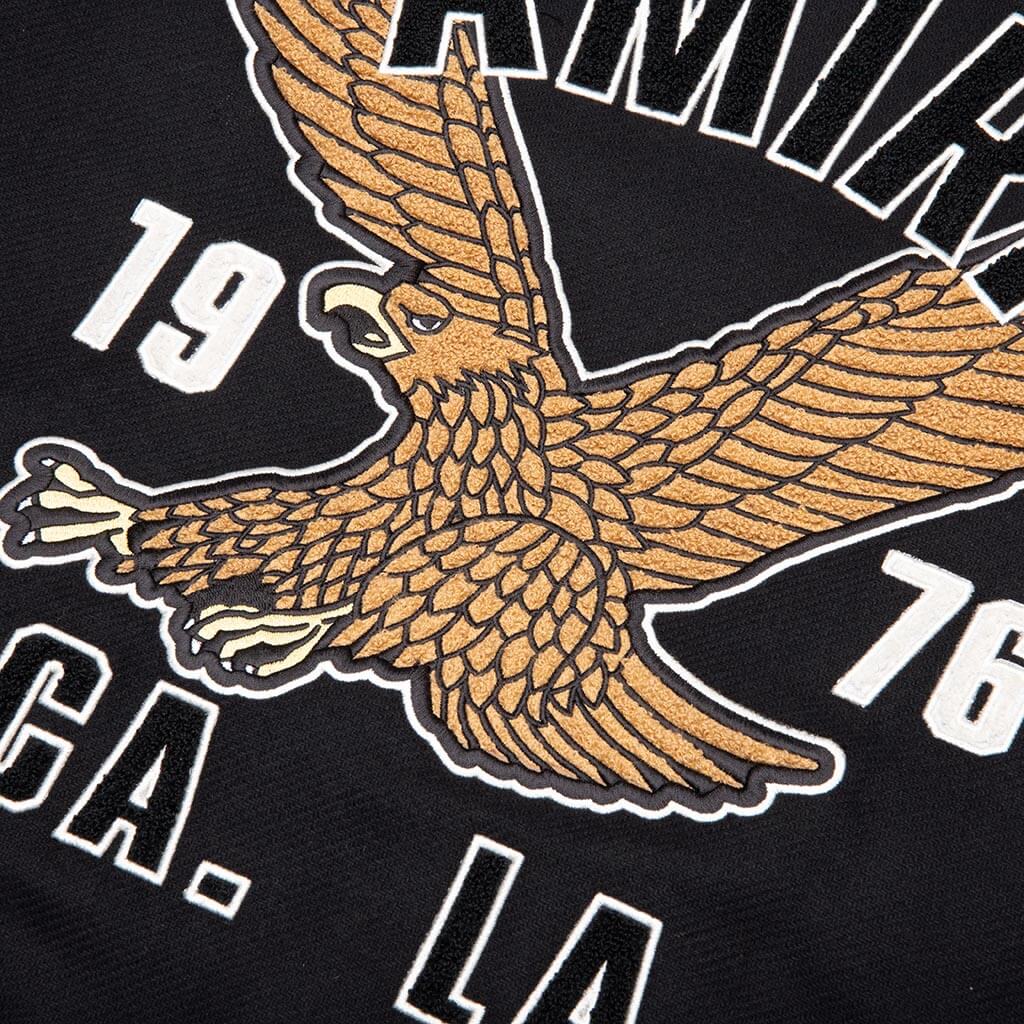 Oversized Eagle Varsity Jacket Black