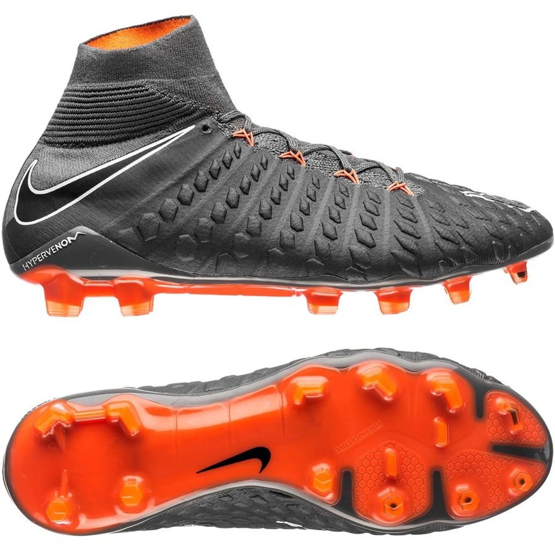 Nike Hypervenom Phantom 3 Elite DF FG AG Multi Ground Soccer Cleats Dark Grey Total Orange White