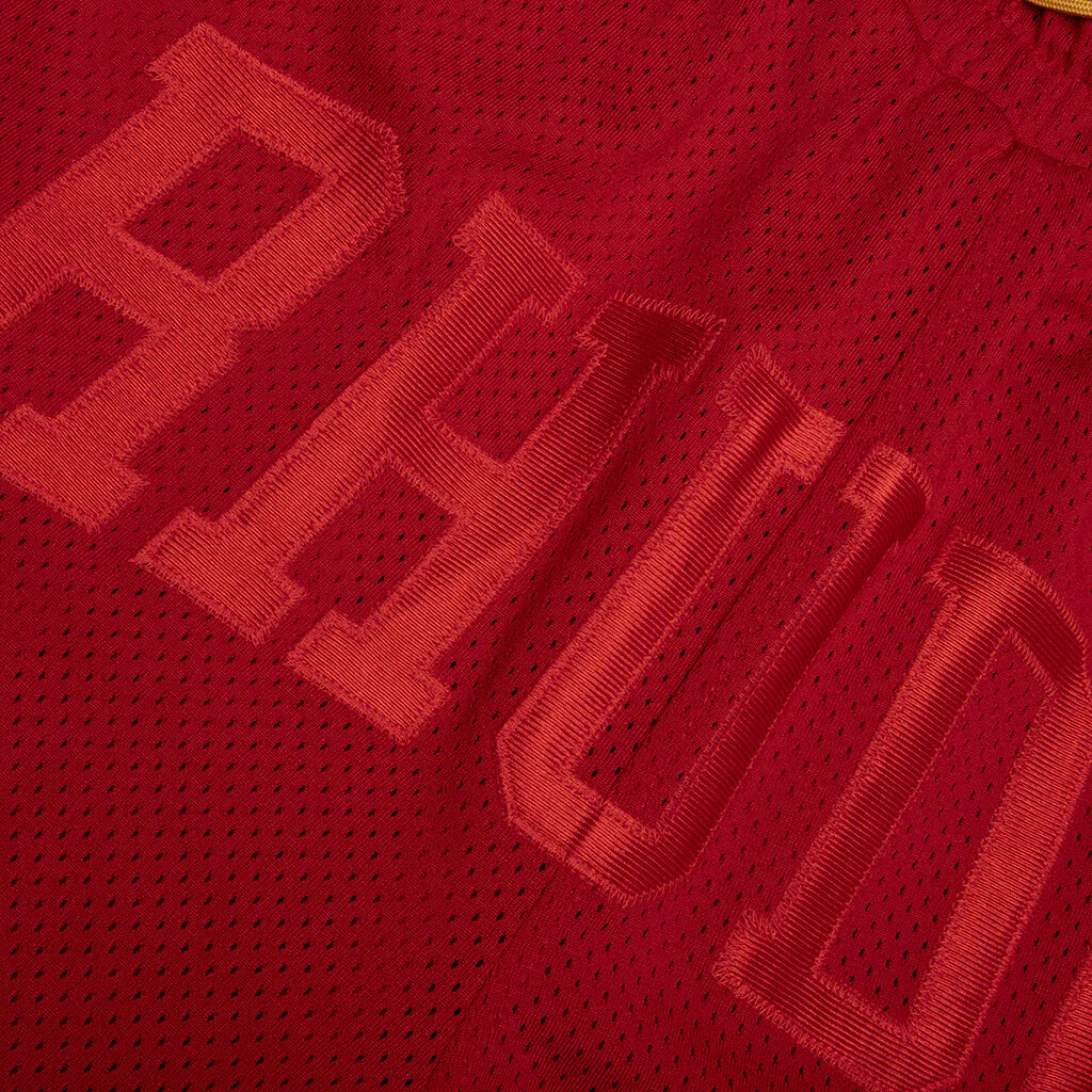 Baggy Mesh Collegiate Logo Shorts Red