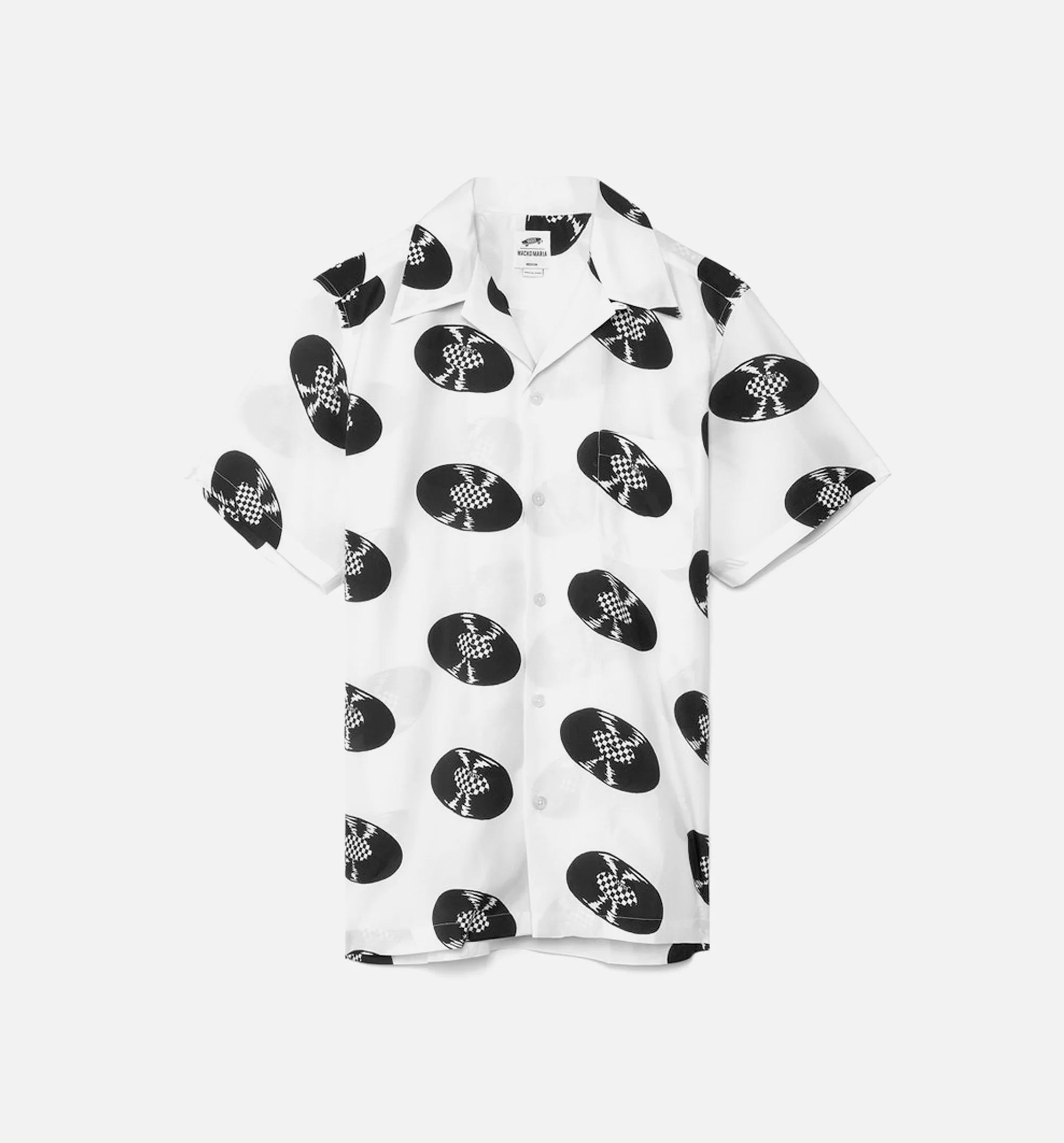 Vault X Wacko Maria Woven Mens Button Up Short Sleeve White Black