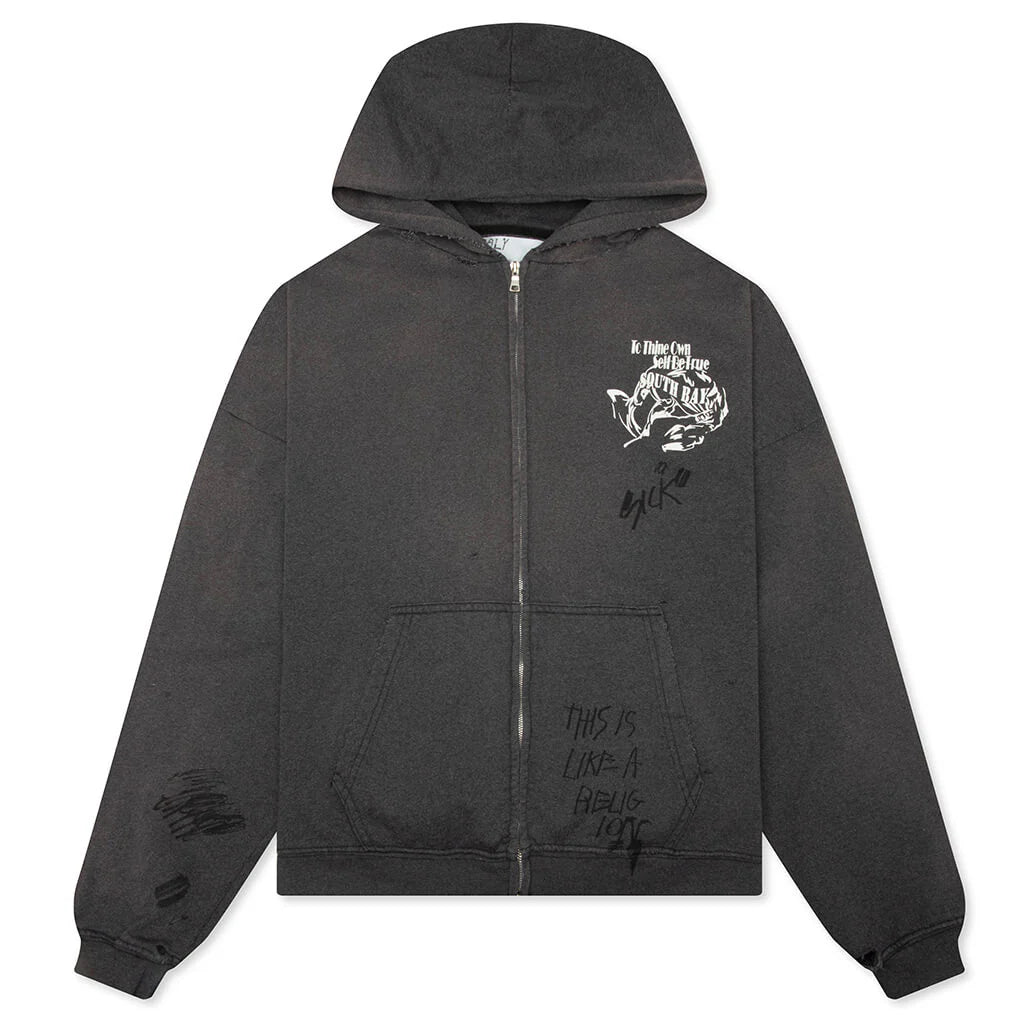 Carrying The Message Zip Hoodie Vintage Black