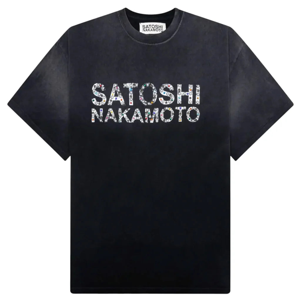 Studded Logo Tee Washed Black